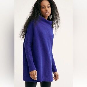Free People Ottoman Slouchy Tunic Sweater Indigo Blue